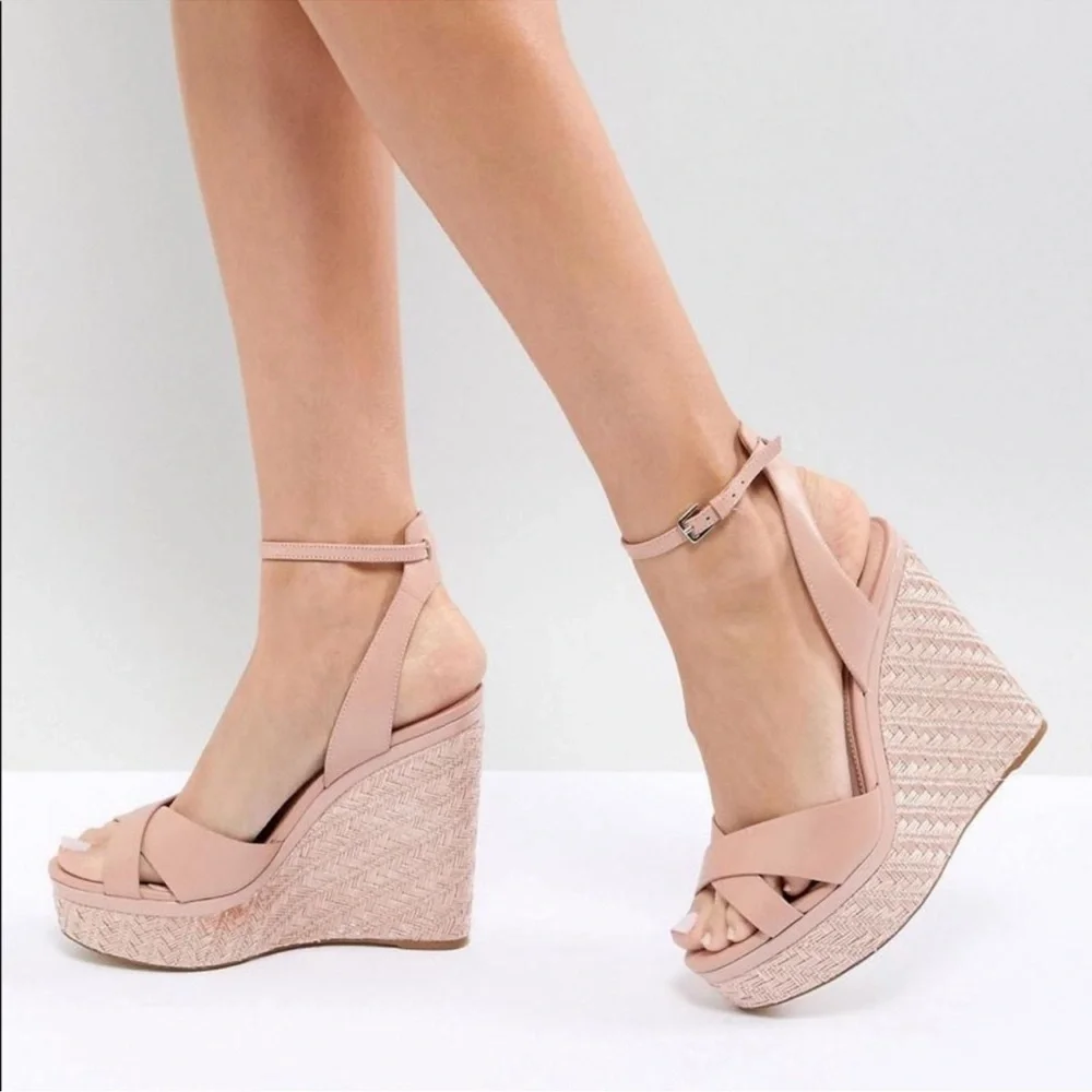 Aldo pink wedges sandals heels